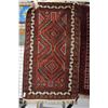 Image 1 : Vintage Iranian wool throw rug with double medallion in shades or red, black, white etc. 39" X 69"