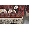 Image 2 : Vintage Iranian wool throw rug with double medallion in shades or red, black, white etc. 39" X 69"