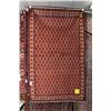 Image 1 : 100% handmade Iranian Feroos area carpet with overall geometric design, triple border with red backg
