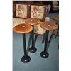 Image 1 : Three antique metal base with wood seat ice-cream parlour stools, 30" in height