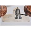 Image 2 : Two antique copper coffee pots including George II with hinged lid and wooden handle 9 1/2" and one 
