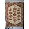 Image 1 : Belgian made 100% pure wool area carpet with geometric pattern, cream background and multiple border