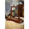 Image 1 : Antique style vanity top bevelled mirror and a double handled kidney shaped drinks tray