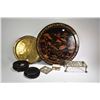 Image 1 : Large wall mount lacquered 23" diameter charger, has had repairs, a hand chaised and pierced brass c