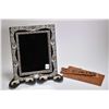 Image 1 : Antique tortoise shell picture framed fitted with mirror and decorated with simulated ivory fretwork