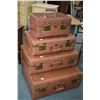 Image 1 : Four piece matching vintage set of luggage including three graduated sized suitcases plus vanity cas