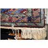 Image 2 : Antique throw rug with blue background and highlights of green, taupe, cream etc. note needs refring