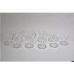 Eight Waterford crystal small sherbets glasses 3 1/2" in height and two sherry glasses 4 1/2"