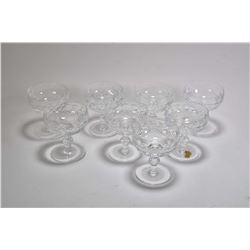 Eight Waterford crystal sherbet/champagne glasses 4 1/2" in height