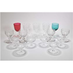 Selection of vintage and glass stemware including signed Webb & Corbet six sherbets and three matchi