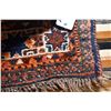 Image 2 : Antique wool throw carpet with center medallion in shades of reds, orange, blues etc. 43" X 58"