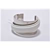 Image 1 : Hermes Palladium box and white leather wide cuff bracelet