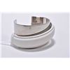 Image 2 : Hermes Palladium box and white leather wide cuff bracelet