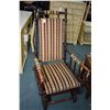 Image 1 : Antique platform rocker with turned supports, original castors and Regency strip upholstery