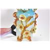 Image 3 : Two pieces of art glass including a Murano kissing fish and a 10" high ruffled vase with attached fl