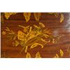 Image 2 : Antique marquetry wooden serving tray with galley and double brass handles