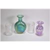 Image 1 : Four pieces of signed art glass included cased, iridescent ranging from 5"-8 1/2"