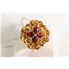 Image 1 : New old stock 14kt yellow gold, garnet, citrine and diamond gemstone ring. Set with .72cts of oval m