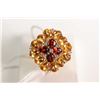 Image 1 : New old stock 14kt yellow gold, garnet, citrine and diamond gemstone ring. Set with .72cts of oval m