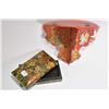 Image 1 : Floral designed Kashmir lacquered box hand painted with gold leaf and an Oriental lacquered folding 