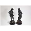 Image 1 : Two small cast statues including young man writing and young lady reading 13" in height including ba