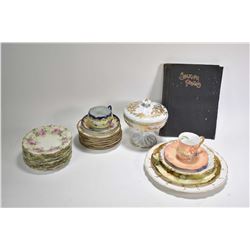 Tray lot of vintage and antique collectible Prussian china including ten rose motif side plates and 