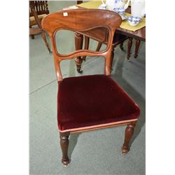 Set of seven antique mahogany William IV with velvet upholstered seats including five side chairs an