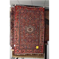 100% handmade Zanjan area carpet with center medallion, overall floral design and red background wit