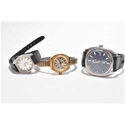 Three vintage watches including vintage Tissot Automatic Sea Star with leather strap, a lady's Tisso