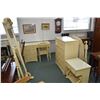 Image 1 : Child's painted bedroom suite including four drawer highboy, single headboard and single drawer nigh