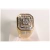 Image 1 : New old stock 14kt yellow gold gent's diamond ring. Set with .45ct of round cut white diamonds