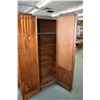 Image 2 : English art deco oak wardrobe with single mirrored door and inlaid oak decoration