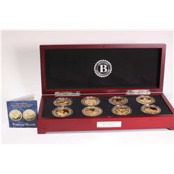 Bradford Exchange Mint "The World's Greatest Naval Battles Dollar Collection" set of eight 24Kt gold