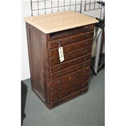 Antique jewellers cabinet with nine of ten drawers