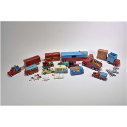 Vintage Corgi die cast "Chipperfields Circus" including semi trailer truck, truck with crane, two sn