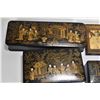 Image 5 : Three antique Chinese lacquered boxes, all hand painted and one divided for gaming counters plus sma