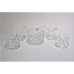 Selection of signed Waterford crystal including two pair of cream and open sugars and a Waterford cr