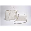 Image 1 : Two matching cream coloured vintage Tori Burch purses including cross body with chain strap and a ha