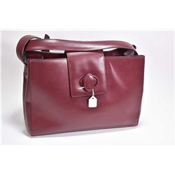 Vintage Cartier burgundy wine leather top handled satchel