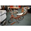 Image 1 : Child's vintage bicycle with banana seat, ape hanger handle bars, convertible bar to make into boy's