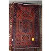 Image 1 : 100% handmade Iranian Zanjan area carpet with triple medallion, red background in shades of blues, o
