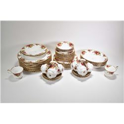 Royal Albert Old Country Roses dinner service including twelve dinner plates, eight side plates, fou