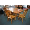Image 1 : Modern Canadiana style double pedestal dining table with two full skirted insert leaves plus six pre