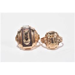 Gent's and matching ladies 10kt yellow gold signet rings