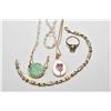 Image 1 : Selection of gold jewellery including 10kt gold bracelet set with small accent diamonds, 10kt gold r
