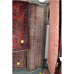 100% handmade Iranian Ardebil carpet runner with overall geometric design and delicate light purple 