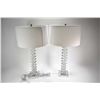 Image 1 : Pair of modern glass and chrome lamps with shades