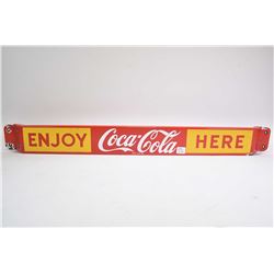 Vintage porcelain "Enjoy Coca-Cola Here" door push, stamped on back Made in Canada CM60-006