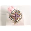Image 1 : New old stock 14kt yellow gold, topaz, amethyst and diamond gemstone ring. Set with twelve blue oval