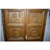 Image 2 : Bacchus wine cabinet with two carved oak wine themed paneled doors, tiled interior prep surface, fiv